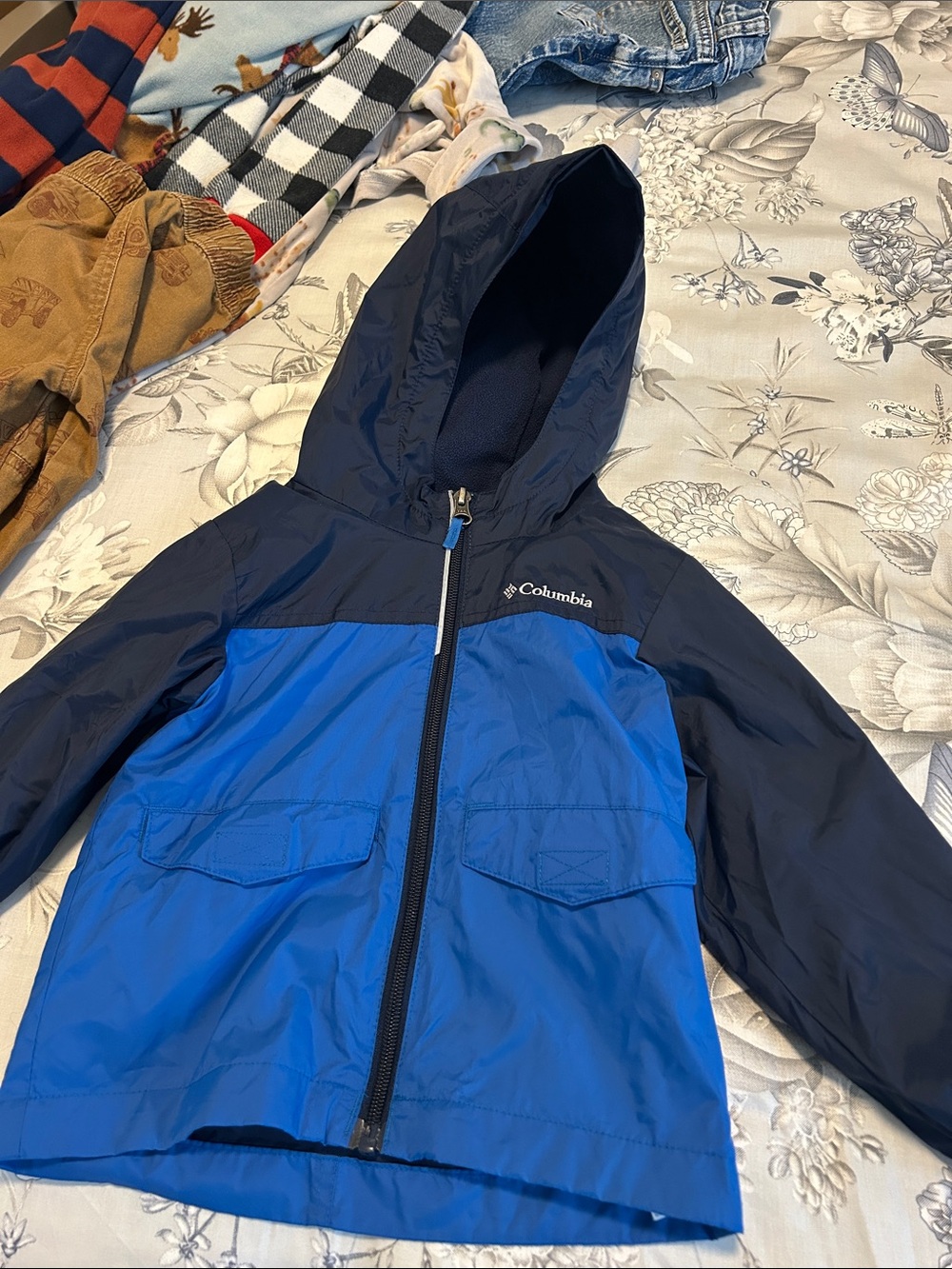 Columbia Boys Blue & Navy Hooded Rain Jacket